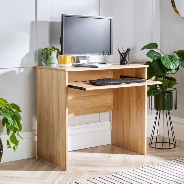 Home Source Modern Computer Desk in Light Oak