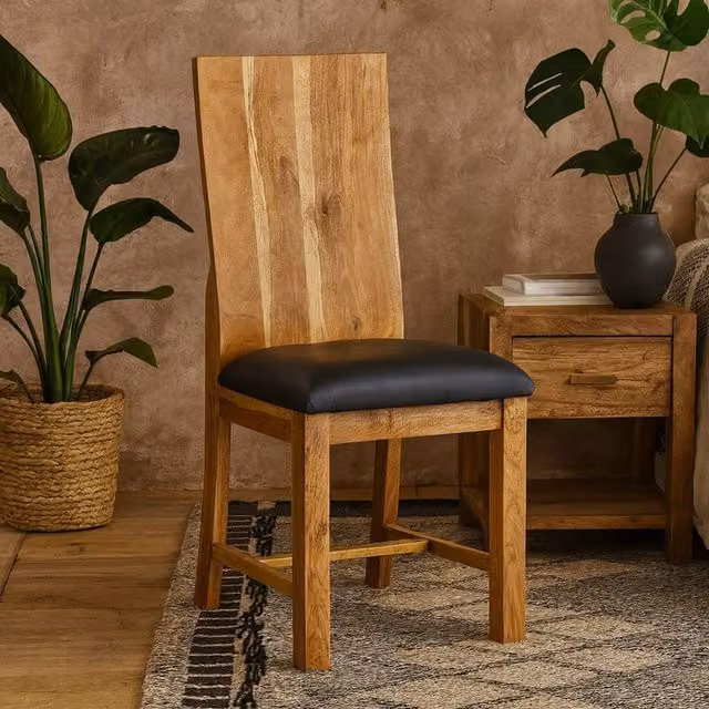 Wyld Haus Metropolis Industrial Acacia Wood Dining Chair in Brown – 1