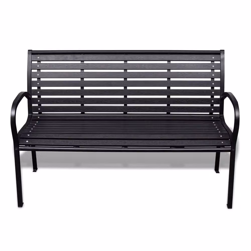 Berkfield Home Modern Garden Bench in Black Steel and WPC, Width: 125 cm – 2