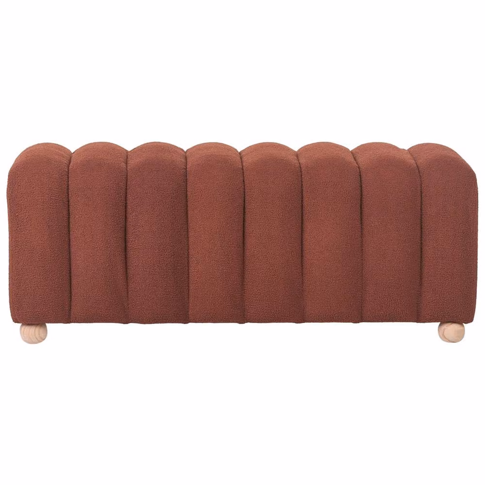 Wyld and Coco Bouclé Bed Bench in Brown with Wooden Legs – 4