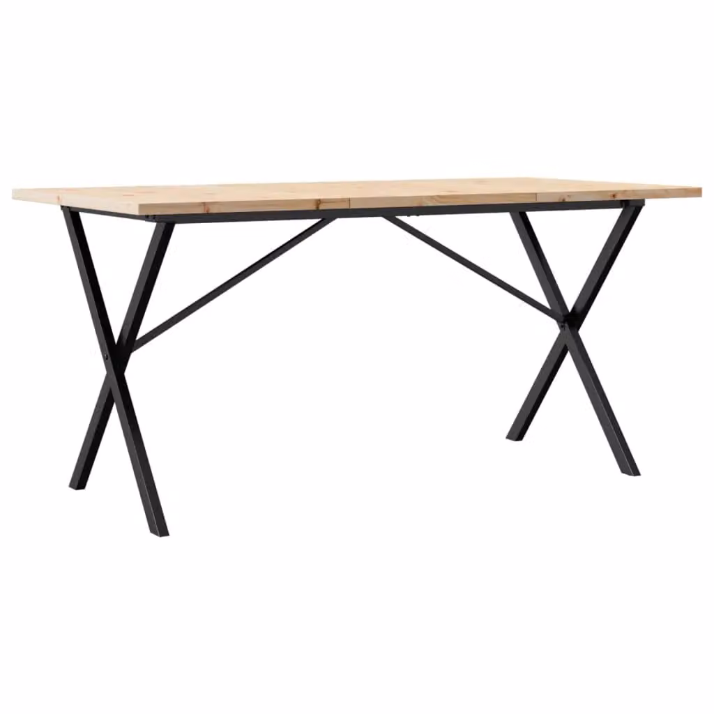 Berkfield Home X-Frame Rectangular Dining Table in Brown Solid Pine and Steel, W: 160 cm, D: 80 cm, H: 75.5 cm – 2
