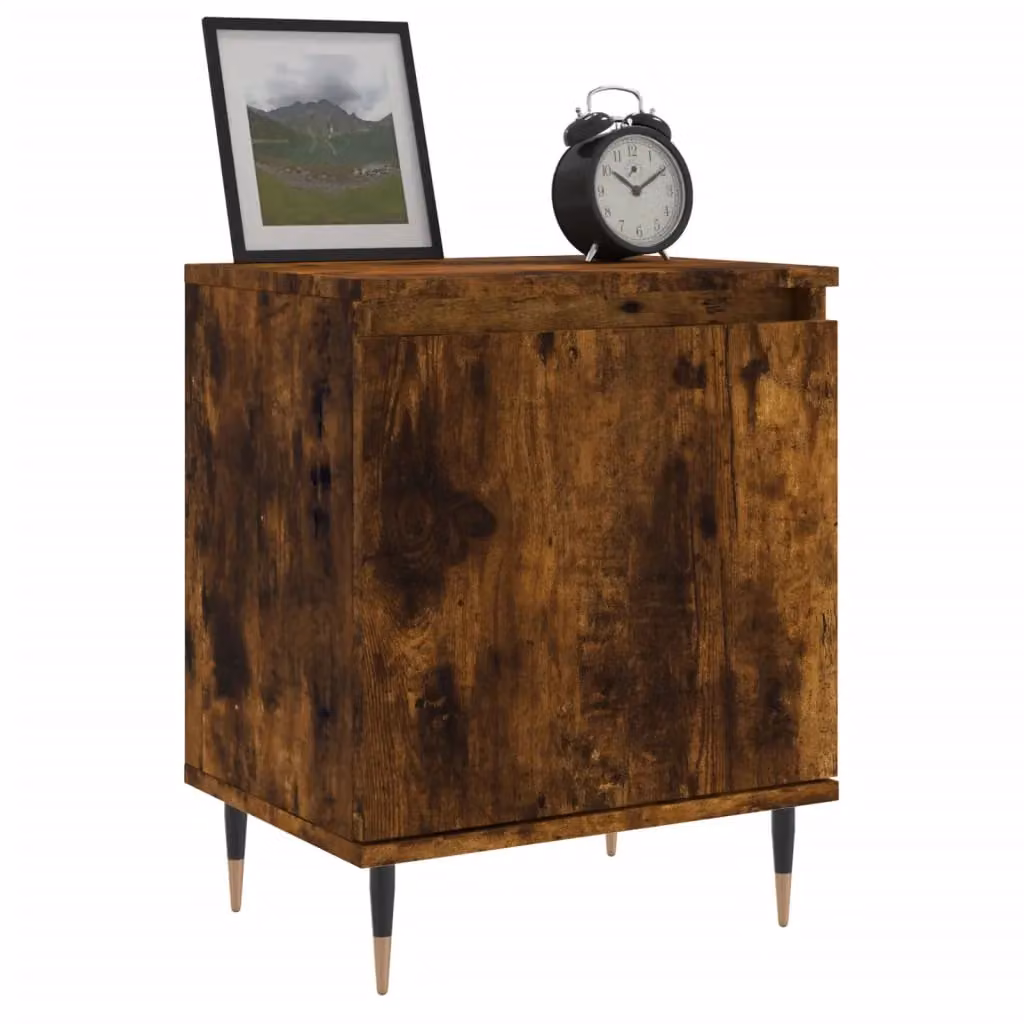 Berkfield Home Set of 2 Smoked Oak Bedside Cabinets in Brown, W/D/H: 40 x 30 x 50 cm – 2