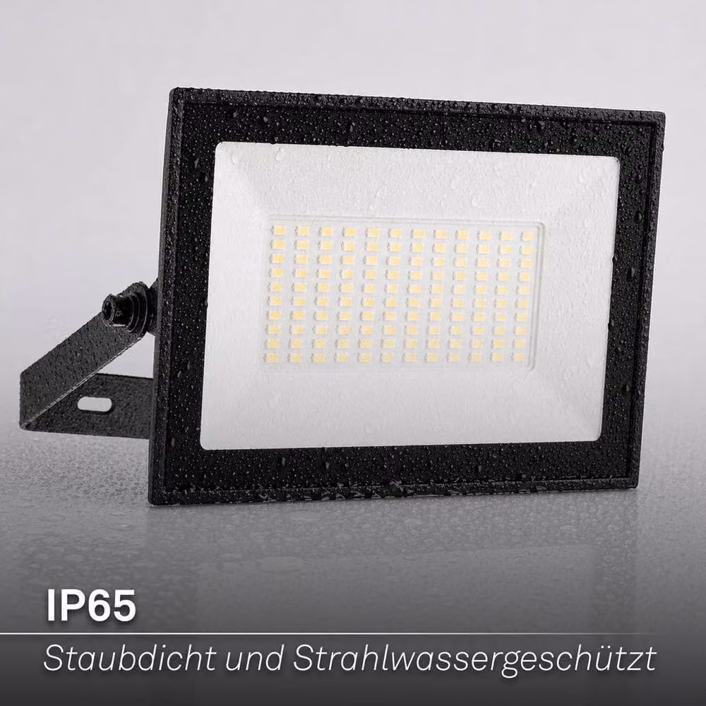 Briloner Black 50W LED Floodlight with 4500lm Neutral White Light, IP65 Waterproof, Adjustable Outdoor Security Spotlight, W/D/H: 17.5 x 18.5 x 3 cm – 4