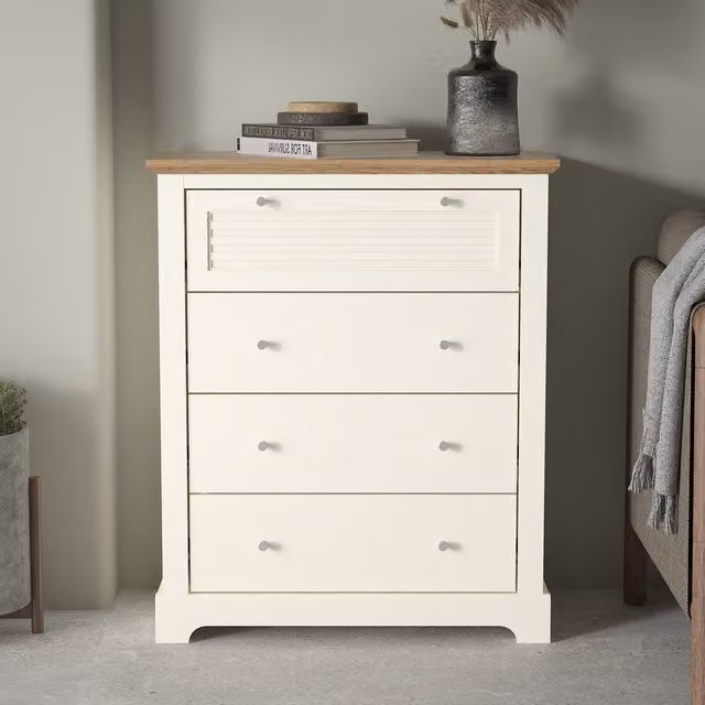 GFW Salcombe 4 Drawer Chest in Grey and White