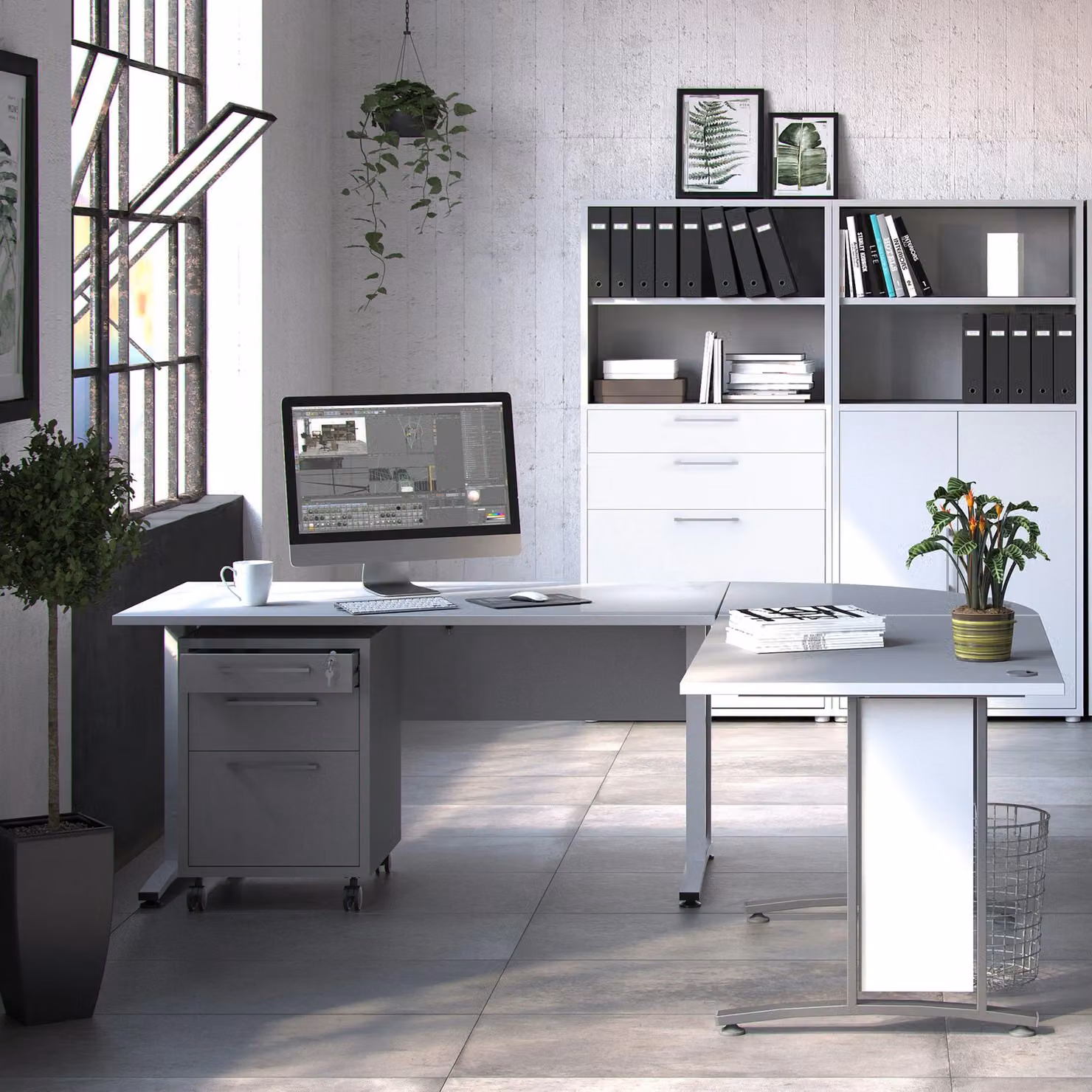Furniture To Go Prima Modern Rectangular Desk in Silver, Width: 150 cm – 2