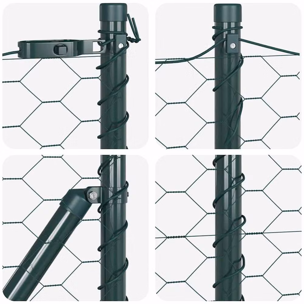 Berkfield Home Green Steel Hexagon Fence, H: 40 cm x W: 0.4 m x L: 25 m – 5