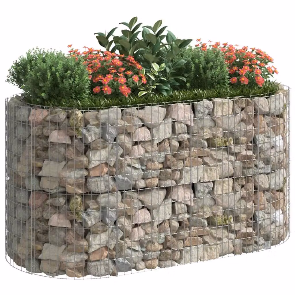 Berkfield Home Silver Galvanised Steel Stone Gabion Raised Bed, W/D/H: 200 x 100 x 100 cm – 3