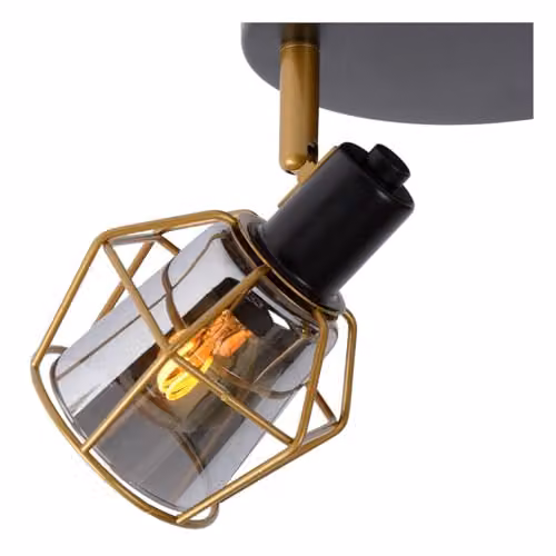 Lucide Nila Black Metal Adjustable Ceiling Spotlight with Transparent Glass Cylinders, 2 x E14 – 3