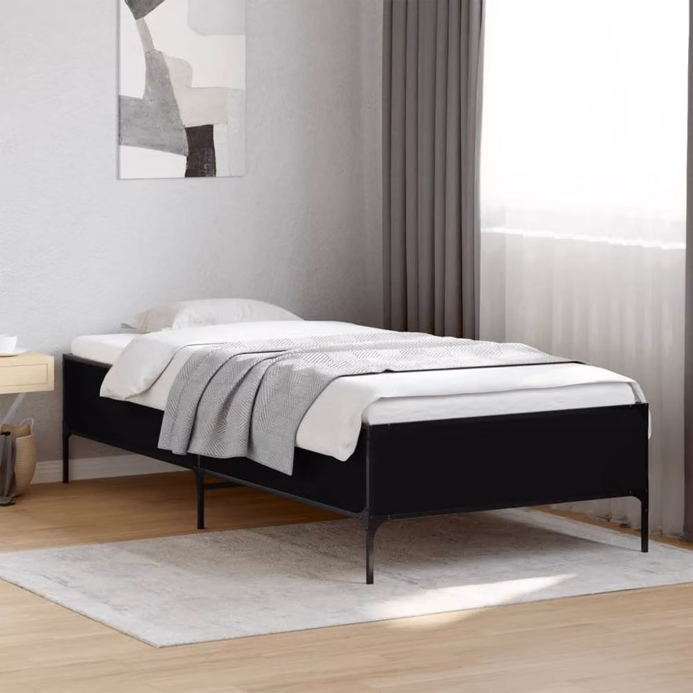 Berkfield Home Durable Single Bed Frame in Black, W/D/H: 90 x 190 cm – 2