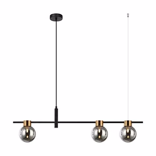 Netlighting Bletter Modern 3 Light Bar Pendant Ceiling Light in Black with G9 Glass Shades – 1