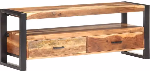Berkfield Home Solid Wood TV Cabinet in Brown with Honey Finish, W/D/H: 120 x 35 x 45 cm