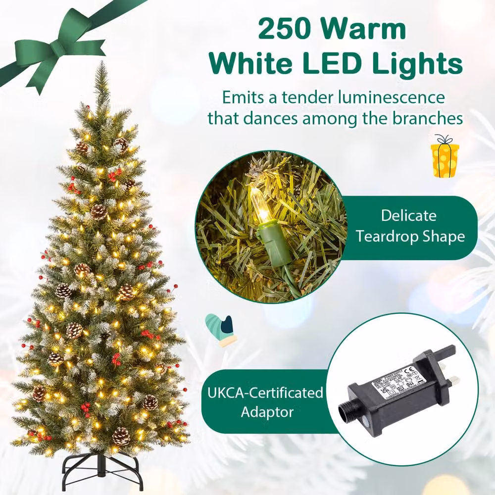 Costway 5 FT Green Artificial Hinged Christmas Tree with 408 Branch Tips – 5