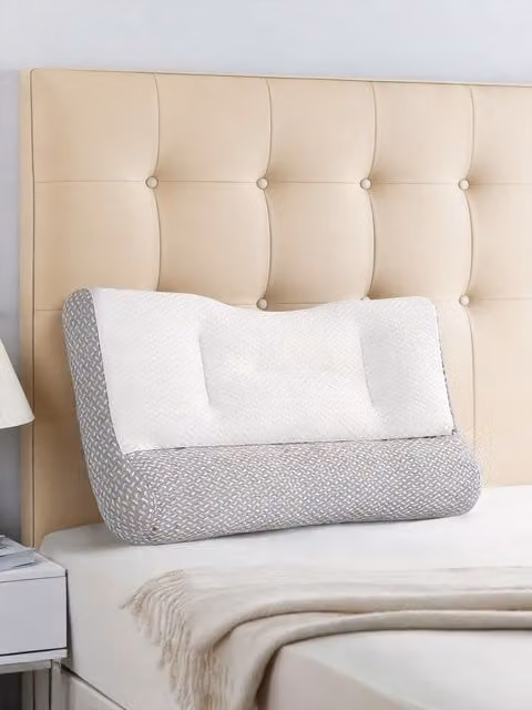 Living and Home Ergonomic Anti-Traction Soft Pillow in White for Back and Side Sleepers – 1