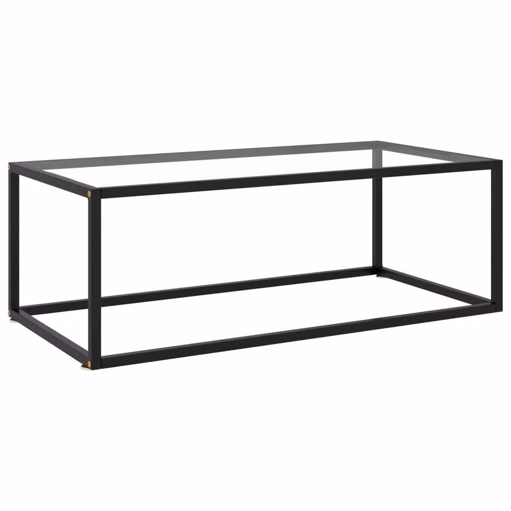 Berkfield Home Modern Rectangular Coffee Table in Black with Transparent Tempered Glass, W/D/H: 100 x 50 x 35 cm – 2