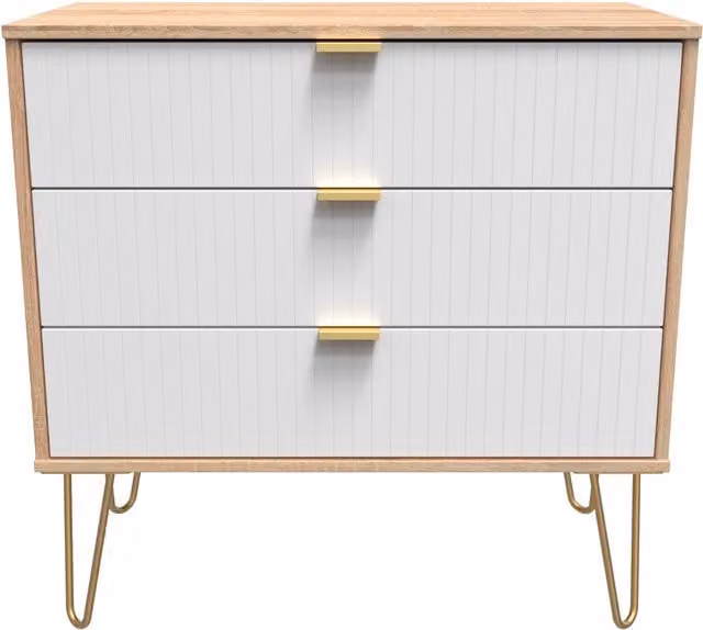 Ready Assembled 2 U Bexley 3 Drawer Chest in Natural and Gold