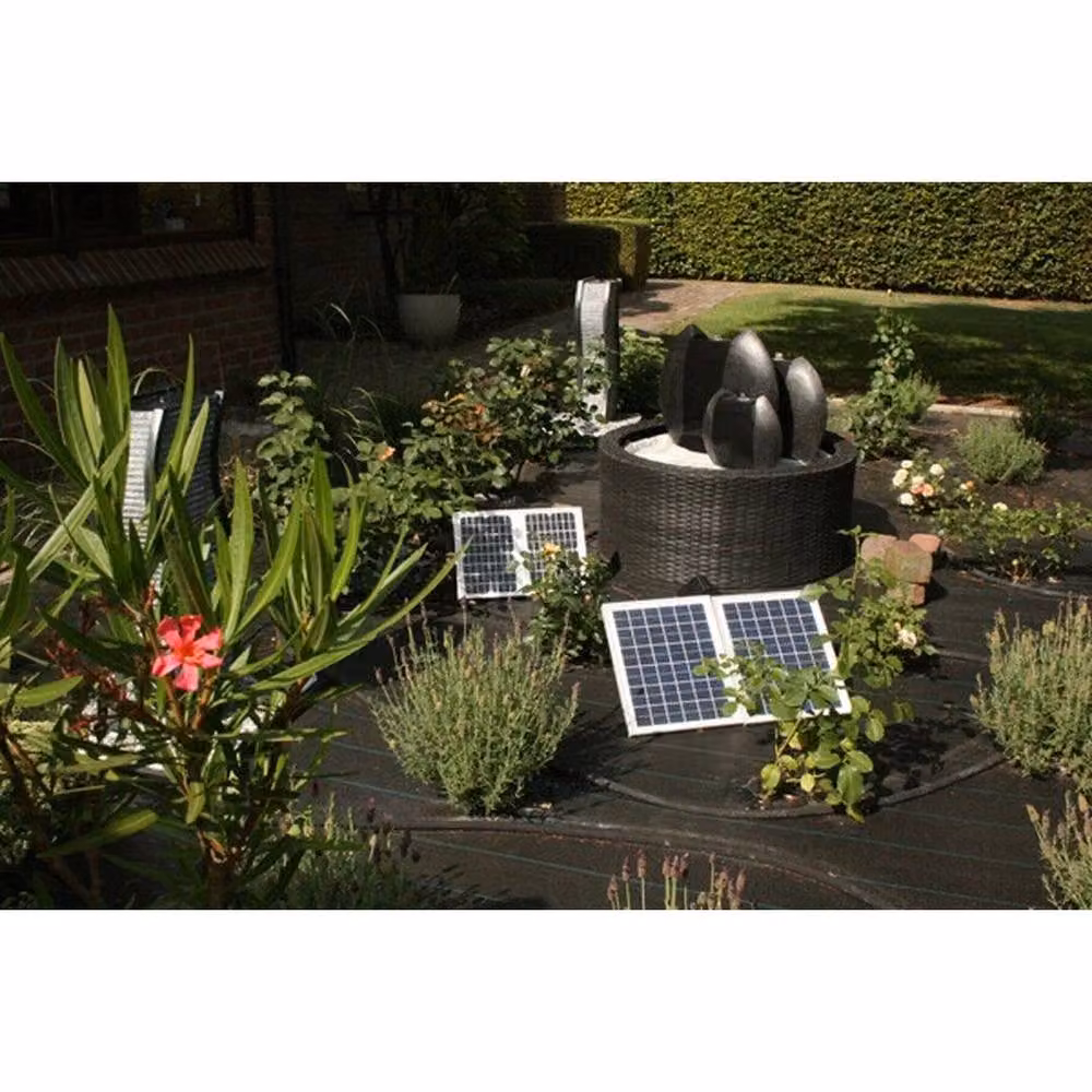 FLAVORA Solar Fountain Pump Kit with LED Lights and Battery Backup, Black, 800LPH – 2