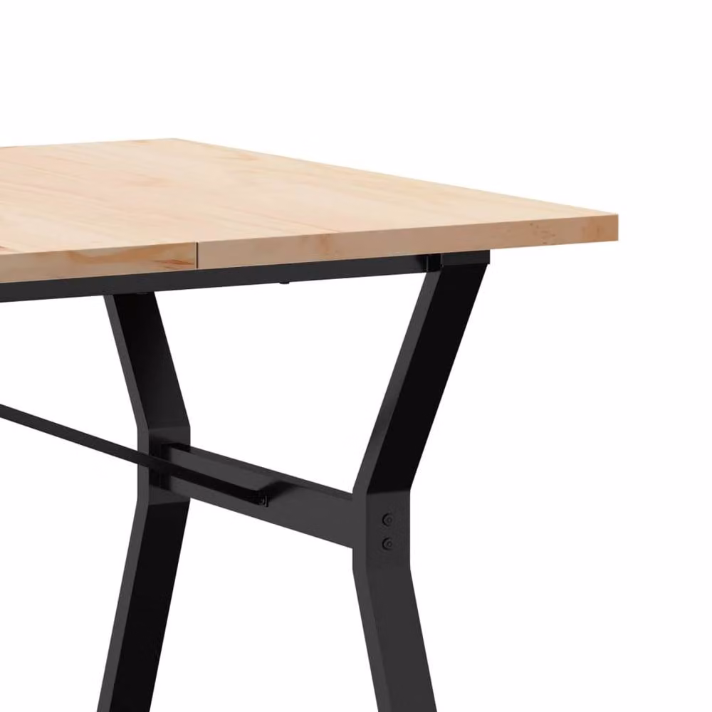 Berkfield Home Y-Frame Dining Table in Brown Solid Pine and Steel, W: 180 cm, D: 90 cm, H: 75.5 cm – 3