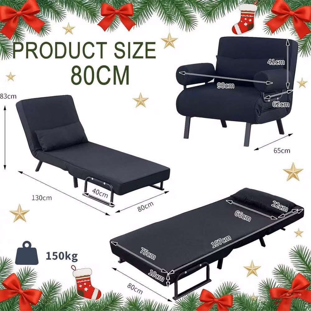 PAWNORA 4-in-1 Folding Sofa Bed Chair in Black – 2