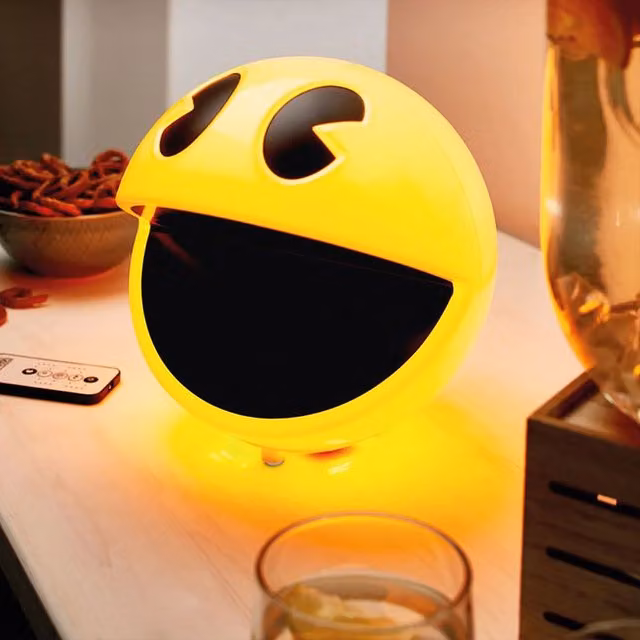 Menkind Pac-Man Retro USB Glow Lamp in Yellow with 12 Sounds and Remote Control