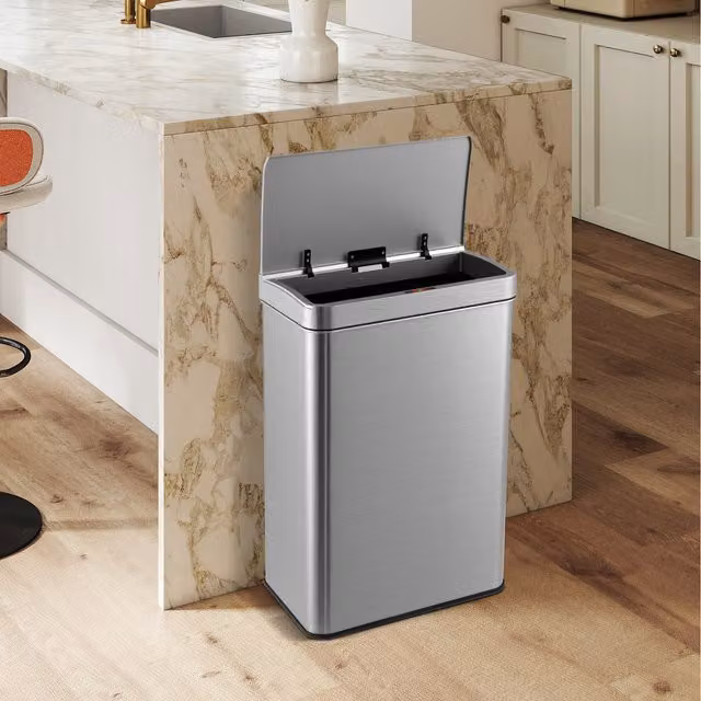Costway 60L Automatic Stainless Steel Trash Can in Silver