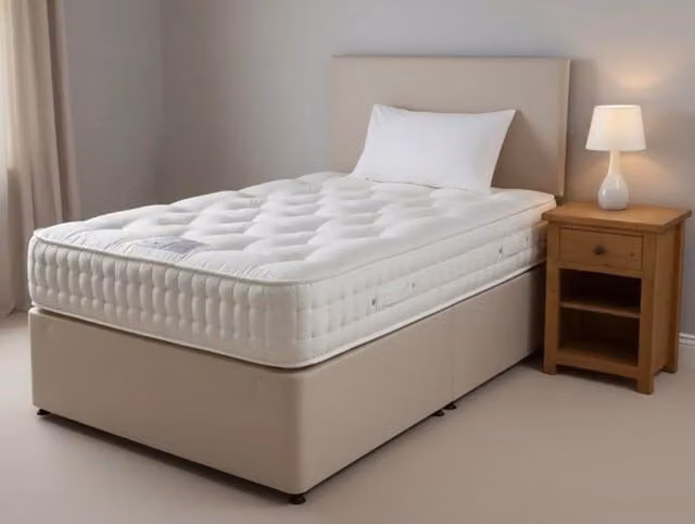 Deluxe Natural Touch Tufted Pocket 1000 Divan Bed, Beige, W/D: 90 x 190 cm