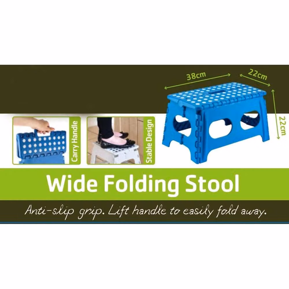 PAWNORA Blue Foldable Plastic Step Stool with Handle, 150kg Capacity – 2
