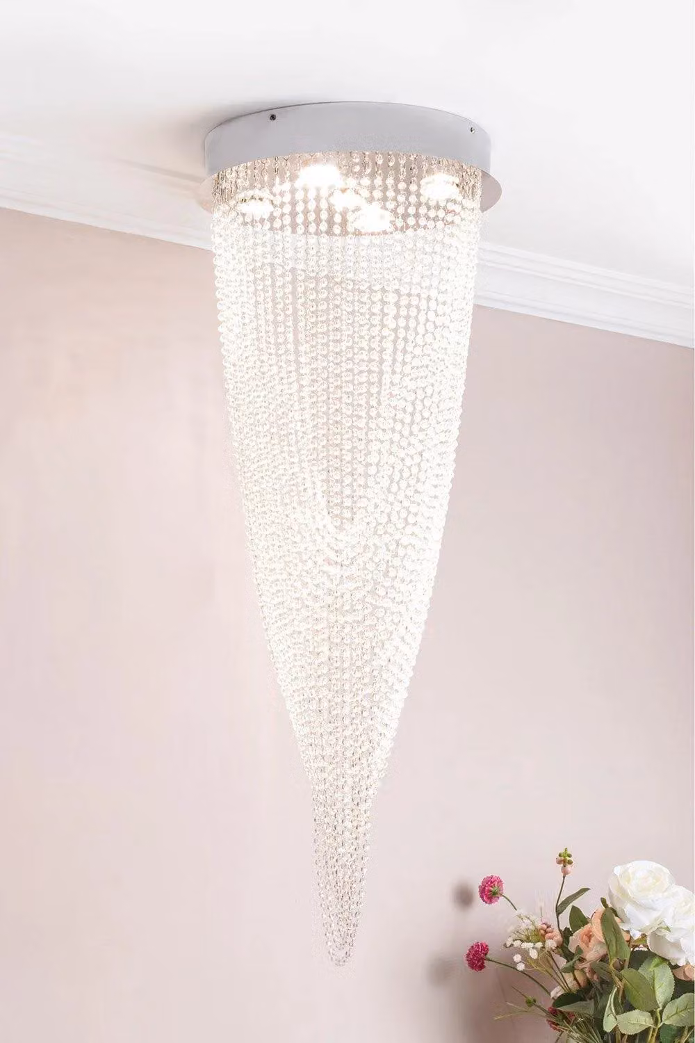 BHS Lighting Valerie Large Crystal Flush Ceiling Light in Silver – 2