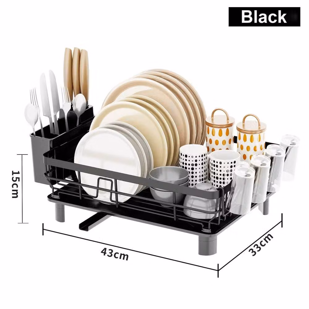 PAWNORA Black Coated Steel and Glass Kitchen Sink Cutlery Draining Holder – 2