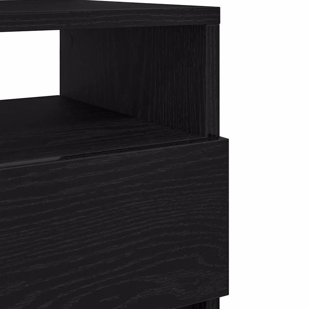 Berkfield Home Modern Black Bedside Cabinet with 2 Drawers W/D/H: 40 x 33 x 60 cm – 5