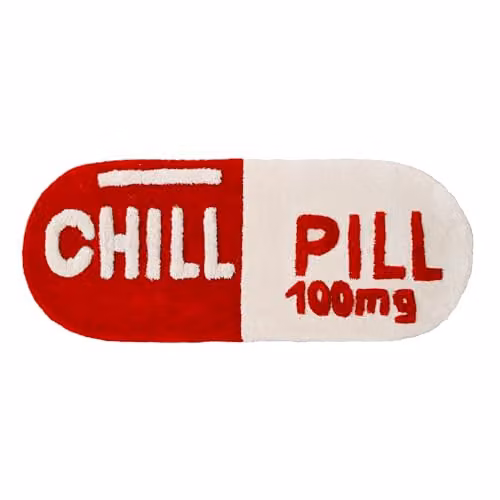 Mooky Mats Chill Pill Non Slip Absorbent Bath Mat Runner, Red, W: 46 cm, L: 115 cm