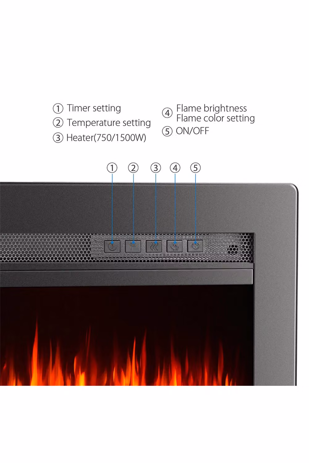 Living and Home 40 inch Electric Fireplace with 12 Flame Colours, Black – 3