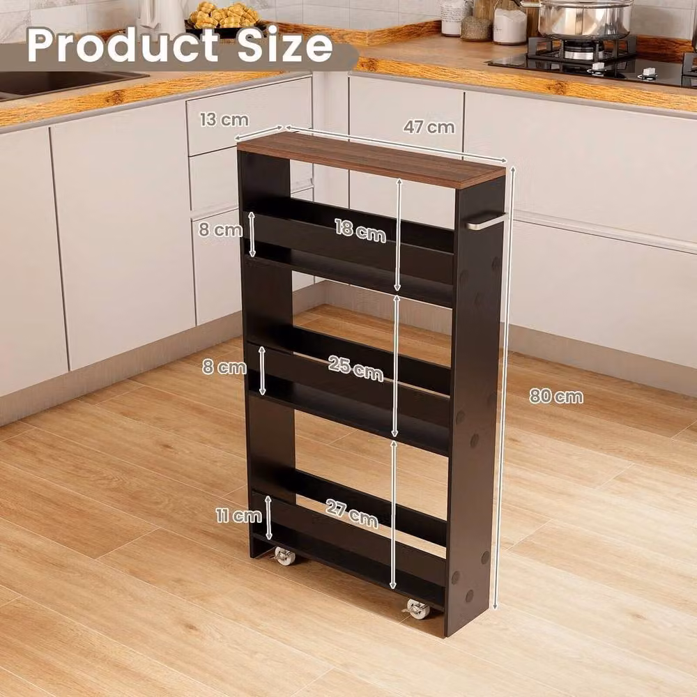 Kelvenix 4-Tier Slim Metal Utility Storage Cart in Matt Black – 2