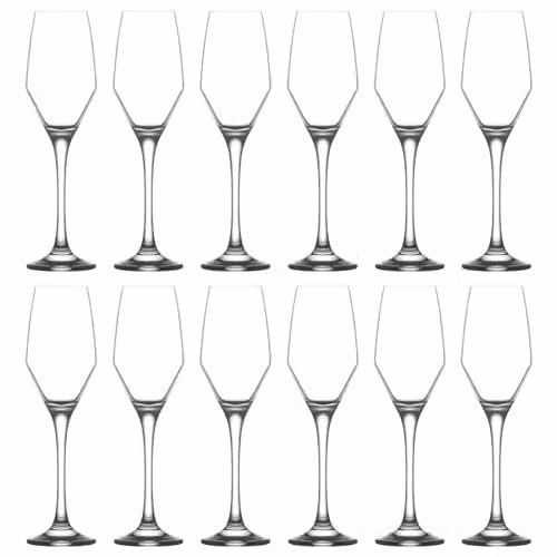 LAV Ella Glass Champagne Flutes, Pack of 12, Transparent, 230ml – 1