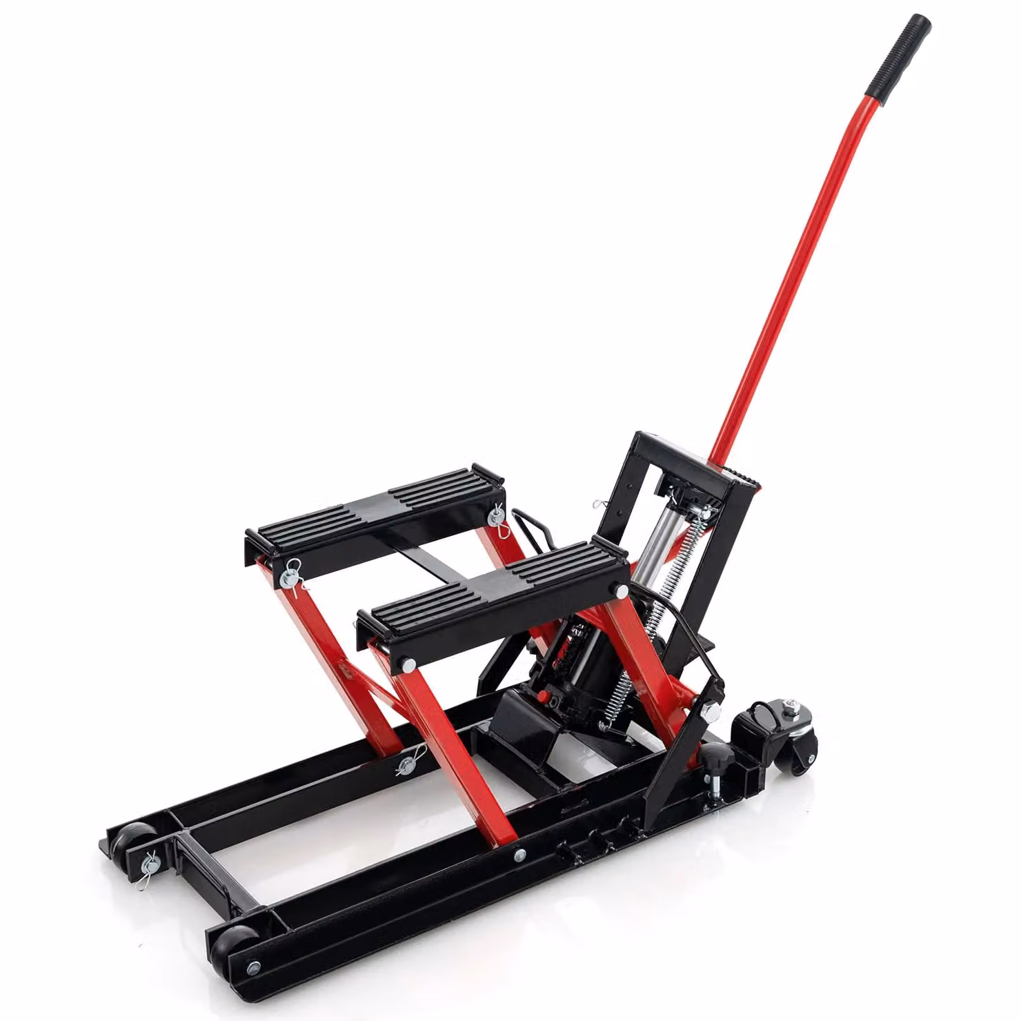 Gymax Red Hydraulic Motorcycle Lift Jack with 4 Wheels, 680kg Capacity – 6