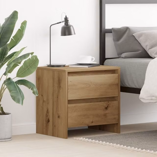 Berkfield Home Artisan Oak Bedside Cabinet in Brown, W/D/H: 45 x 34 x 44.5 cm