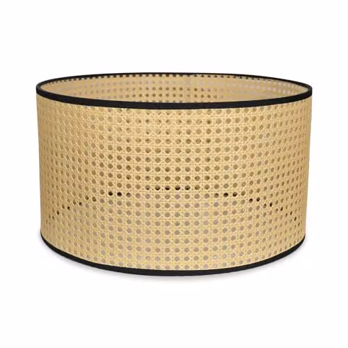 ValueLights Reni Modern Natural Rattan Cylinder Lamp Shade in Beige and Black, Width: 45 cm