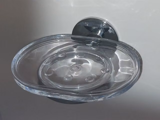 Luxury Living Milano Wall Mounted Silver and Transparent Glass Soap Dish Holder