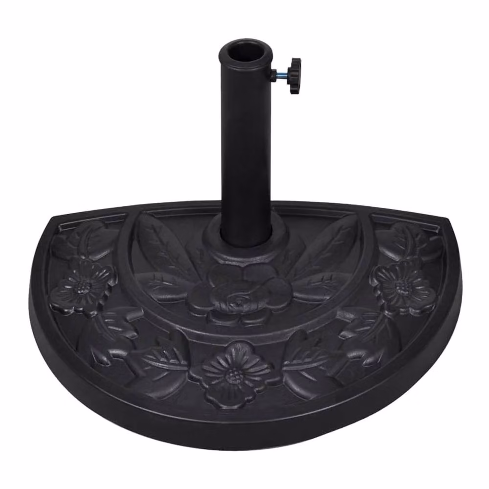 Berkfield Home Black Resin Half Round Parasol Base – 2