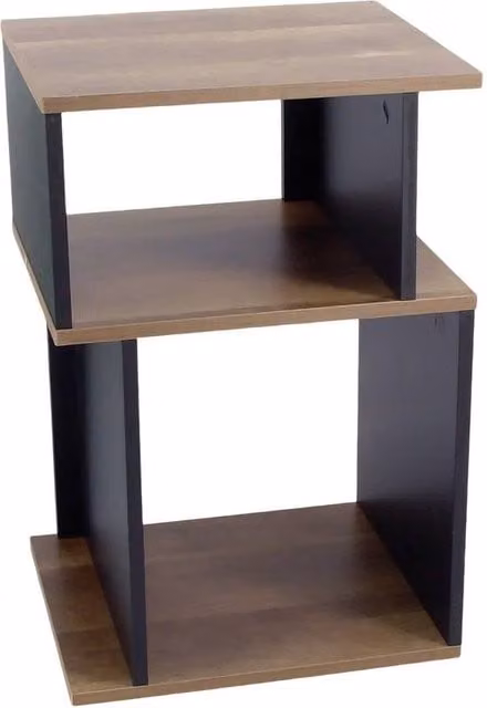 FORGEVIO Rustic Oak 3 Tier Side Table with Black Wood Frame