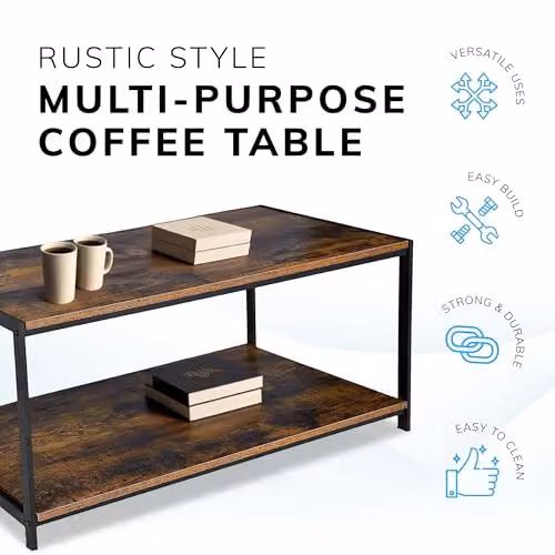Direct Online Houseware House Of Home Coffee Table in Walnut Brown, W/D/H: 100 x 50 x 45 cm – 5