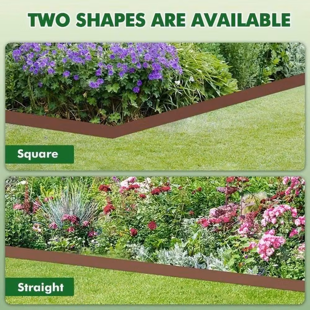 Kelvenix 8-Piece Corten Steel Lawn Edging Set in Brown, 0.6m2 – 4