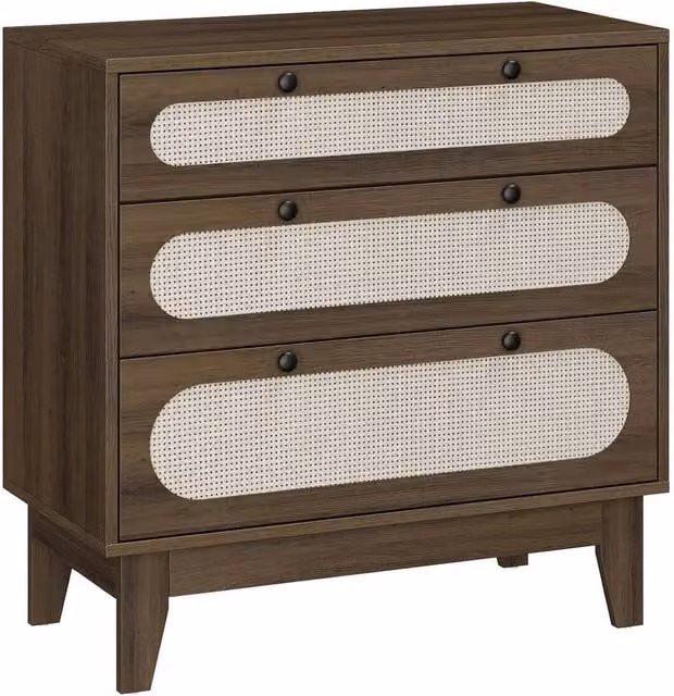 KORVIXA 3 Drawer Dresser Bedside Table Chest in Brown, W/D/H: 100 x 100 x 100 cm