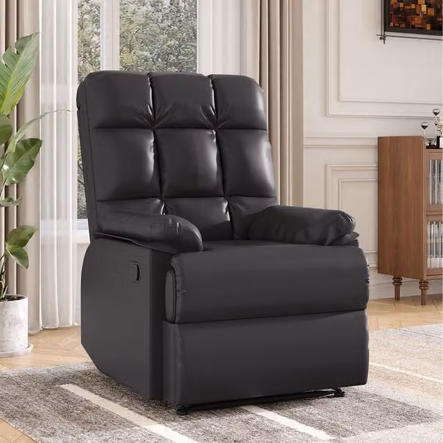 Komore Black Faux Leather Motorised Recliner Sofa