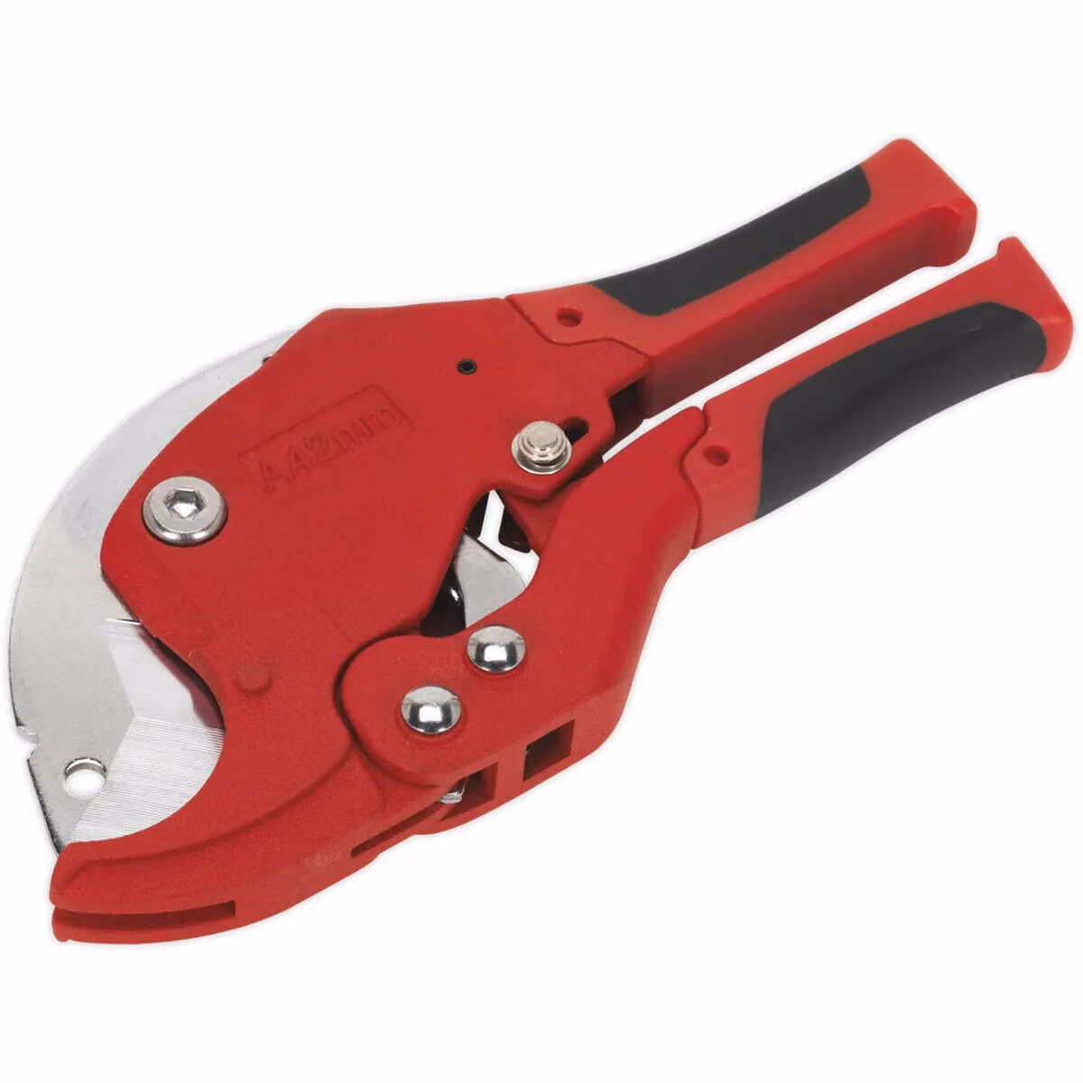 Loops Ratcheting Plastic Pipe Cutter in Red and Multicolour with Aluminium Construction and 6mm to 42mm Capacity – 2