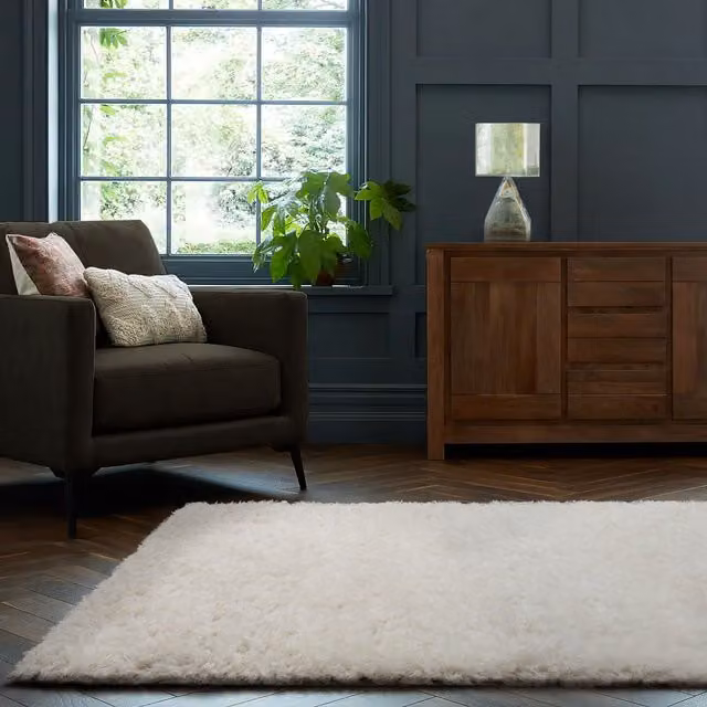 Home Republic Montana Fluffy Textured Rug in White, W: 80 cm, L: 150 cm