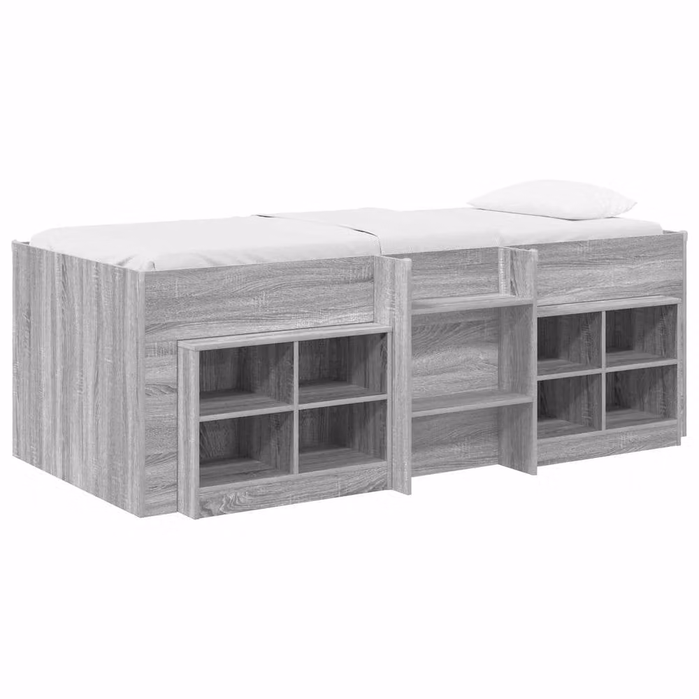 Berkfield Home Loft Bed Frame with Cabinet in Grey Sonoma Engineered Wood – 2