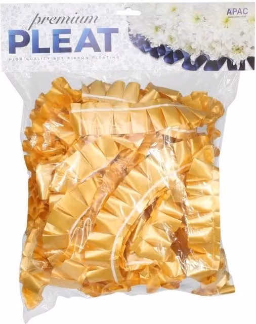 KDMD Premium Gold Pleat Ribbon, Width: 5 cm, Length: 10 m