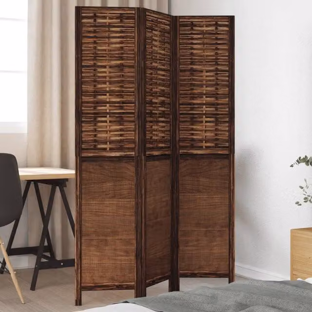 Berkfield Home 3 Panel Room Divider in Dark Brown Solid Wood
