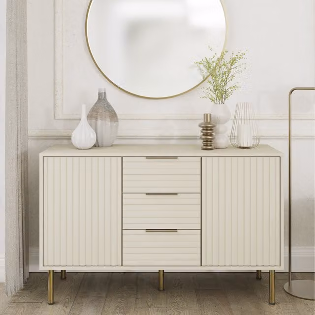 GFW Nervata Sideboard in Ivory and Gold
