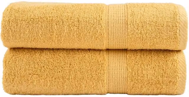 Berkfield Home SOLUND Premium Cotton Terry Hand Towels, Gold, 2 Pack, W: 50 cm, L: 100 cm, 600gsm